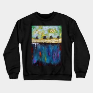 Trees at the bank of blue river Crewneck Sweatshirt